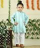 Junitos Full Sleeves  Striped Kurta With Pyjama - Green