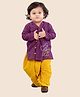 Junitos Cotton Full Sleeves Baby Elephant Embroidered Kurta With Dhoti - Purple