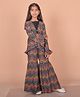 misbis Viscose Rayon Full Sleeves Geometric Printed Coordinating Top & Sharara Pant Set - Yellow