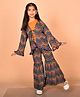 misbis Viscose Rayon Full Sleeves Geometric Printed Coordinating Top & Sharara Pant Set - Yellow