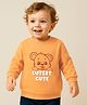 Babyoye 100% Cotton Knit Full Sleeves Sweatshirts With Koala Print & Text Embroidery - Orange