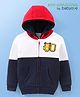 Babyoye 100% Cotton Knit Full Sleeves Front Open Hooded Sweatjacket With Cut & Sew Design & Animal Patch Detailing - Multicolour