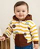 Babyoye Cotton Knit Full Sleeves Hooded Sweatjacket with Stripes & Basketball Print - Brown