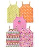 Babyhug 100% Cotton Knit Sleeveless Slips with Polka Dots & Fruit Print Pack of 5 - Multicolor