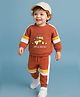 Babyoye 100% Cotton Knit Full Sleeves Winter Wear Suit With Animals Print - Brown