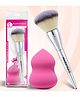 Majestique Foundation Brush with Sponge, Dual-Use Foundation Blender Brush with Beauty Blender Sponge - 2Pcs/Multicolor