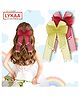 Lykaa Hair Ribbon Pearl Bow For Girls, Women, Kids, Clips Hair Accessories - Pack of 2 Hair Clip (Red, Yellow)