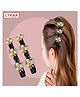 Lykaa Pearl & Rhinestone Medium Size Hair Clips, Butterfly Duckbill Clips (Pack of 2) Hair Clip (Multicolor)