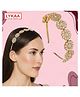 Lykaa Kundan Hairband Floral Design MathaPatti Gold-Plated Hair Band - 1 Pack (Golden)