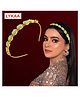 Lykaa Kundan Jewellery Golden Green Plated Hair Band Mathapatti Hair Band - Pack of 1 (Gold, Green)