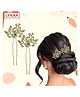 Lykaa Flower Hair Clip Rhinestone Bun Hairpin, Side Pin/Comb Pin/Jooda Pin - Pack of 2 Hair Claw (Gold)