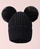 Pine Kids Cable Knit Design Woollen Cap with Pom Pom Black - Diameter 13 cm