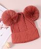 Pine Kids Cable Knit Design Woollen Cap with Pom Pom - Dark Pink