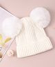 Pine Kids Cable Knit Design Woollen Cap with Pom Pom - White