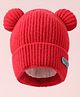 Pine Kids Cable Knit Design Woollen Cap with Pom Pom Red - Diameter 13 cm
