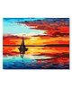 Rangoli Abstract Boat Scenery Canvas Wall Painting On Cotton Stretched Canvas - L 46 x B 30 x H 5 cm