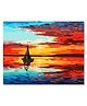 Rangoli Abstract Boat Scenery Canvas Wall Painting On Cotton Stretched Canvas - L 40 x B 61 x H 5 cm