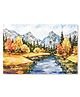 Rangoli Autumn Landscape Canvas Wall Painting On Cotton Stretched Canvas - L 40 x B 61 x H 5 cm