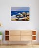 Rangoli Boat At The Beach Canvas Wall Painting On Cotton Stretched Canvas - L 40 x B 61 x H 5 cm