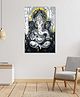 Rangoli Lord Ganesh 3D Wall Painting On Cotton Stretched Canvas - Grey