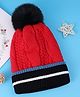 Kookie Kids Woolen Cap With Pom Pom Applique - Red