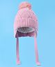 Pine Kids Woolen Cap With Pom Pom Applique - Pink