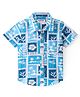 Babyhug Cotton Woven Half Sleeves Regular Collar Shirt With Tropical Theme Print - Blue