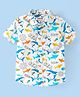 Babyhug Cotton Woven Half Sleeves Shirt With Shark Print - Multicolor