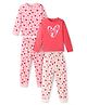 Primo Gino 100% Cotton Knit Full Sleeves Night Suit With Hearts Print Pack Of 2 - Red & Baby Pink