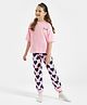 Primo Gino 100% Cotton Knit Half Sleeves Night Suit With Text Print - Baby Pink
