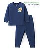 Babyoye Cotton Modal Blend Knit Full Sleeves Pullover Thermal Vest & Pant Set with Animal Print -Navy Blue
