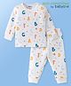 Babyoye Cotton Knit Drop Needle Full Sleeves Thermal Inner Wear Set With Alphabates Print - White