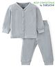 Babyoye Cotton Modal Blend Full Sleeves Front Open Solid Dyed Thermal Inner Wear Set - Grey