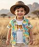 Babyhug Cotton Knit Half Sleeves Safari Theme Printed Shirt With Inner Tee - Teal Green