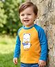 Babyoye  100% Cotton Knit With Eco Jiva Finish Full Raglan Sleeves T-Shirt Bear Print - Yellow & Blue