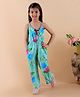 Superminis Sleeveless Floral Printed & Applique Detailed Jumpsuit - Green