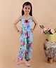 Superminis Sleeveless Floral Printed & Applique Detailed Jumpsuit - Blue