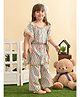 Superminis Pure Cotton Half Batwing Sleeves Zig Zag Printed Coordinating Kaftaan & Trouser Set - Sky Blue