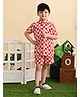 Superminis Rayon Half Sleeves Yin Yang Checked Shirt With Coordinating Shorts - Red