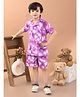 Superminis Cotton Half Sleeves Tie Dye Shirt With Coordinating Shorts - Purple