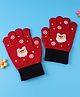 Babyhug Woollen Gloves with Owl Print - Red