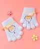 Babyhug Woollen Gloves with Crocodile Print - Sky Blue