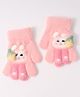 Babyhug Woollen Gloves with Bunny Print - Pink