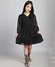 BaawRi Full Sleeves Floral Applique Embellished Dress - Black