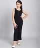 BaawRi Cotton Sleeveless Ribbed Solid Top With Coordinating Pant - Black