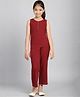 BaawRi Cotton Sleeveless Ribbed Solid Top With Coordinating Pant - Rust