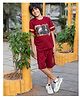 Nap Chief Cotton Warner Bros Featuring Half Sleeves Harry Potter Printed Tee & Shorts Set - Rust