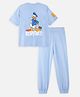 Nap Chief Cotton Mickey & Friends Featuring Half Sleeves Donald Duck Printed Tee & Joggers Set - Blue