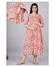 Step Queen Three Fourth Sleeves Floral Printed Maternity Dress With Concealed Zipper Nursing Access - Multi Colour