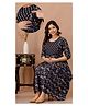Step Queen Three Fourth Sleeves Floral Printed Dress With Zipper Nursing Access - Black